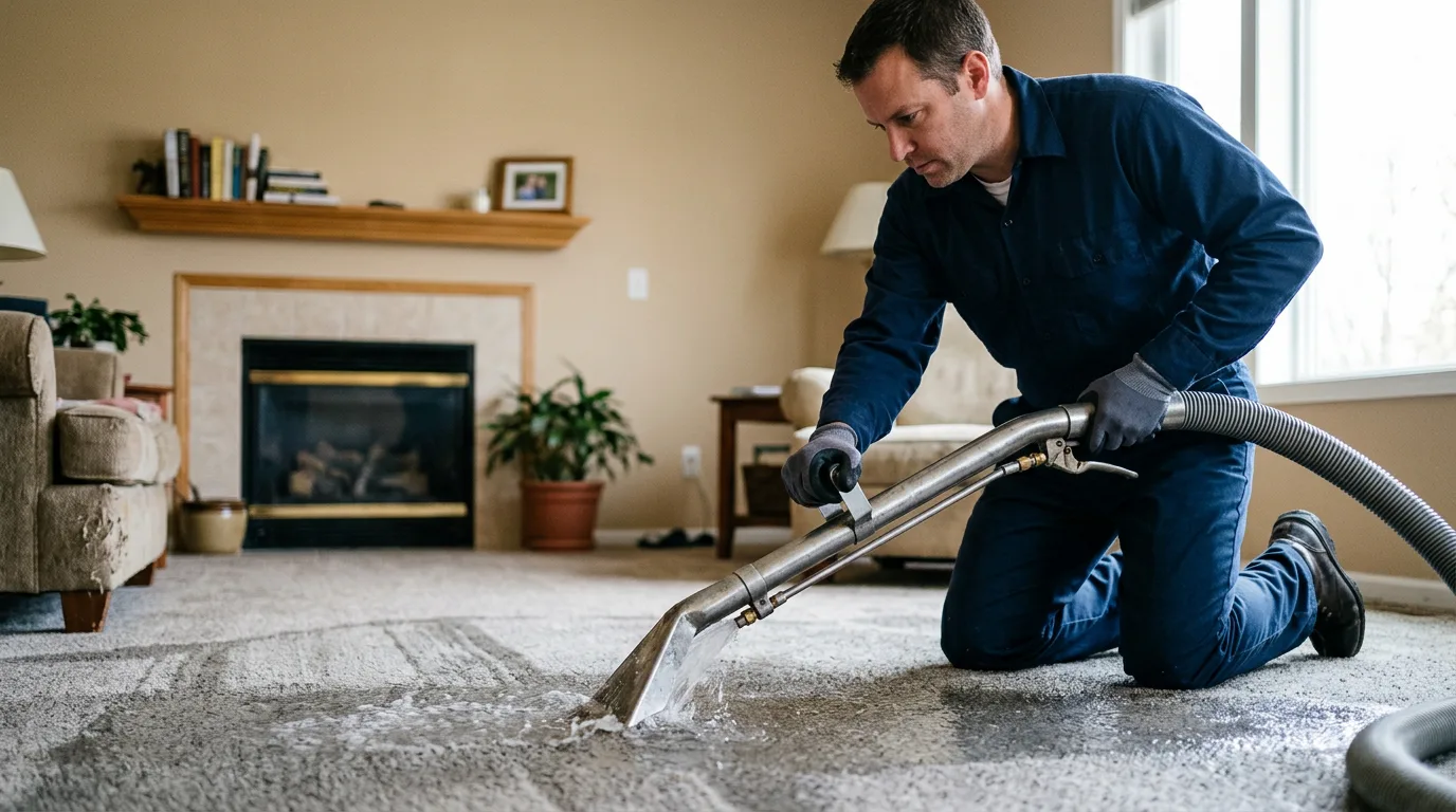 Water damage restoration technician working near Alamo, IN